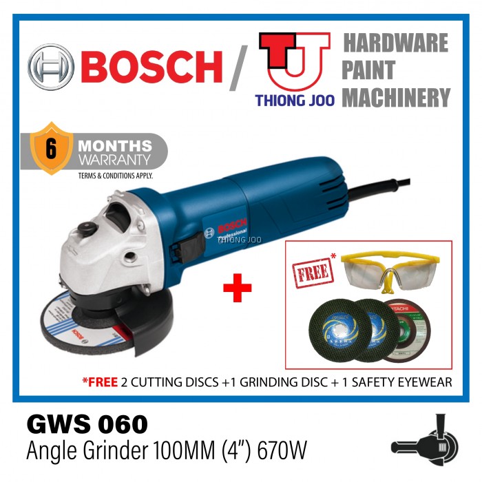 BOSCH GWS 060 ANGLE GRINDER 100MM 670W