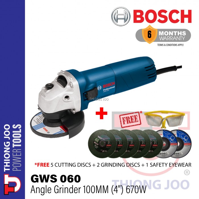 BOSCH GWS 060 ANGLE GRINDER 100MM 670W