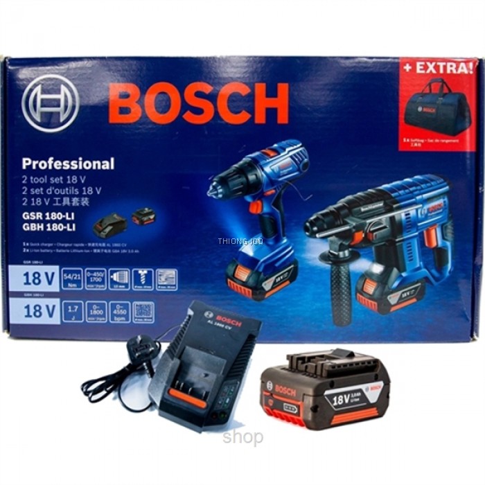 BOSCH GSR 180LI CORDLESS DRILL/DRIVER + GBH 180LI CORDLESS ROTARY